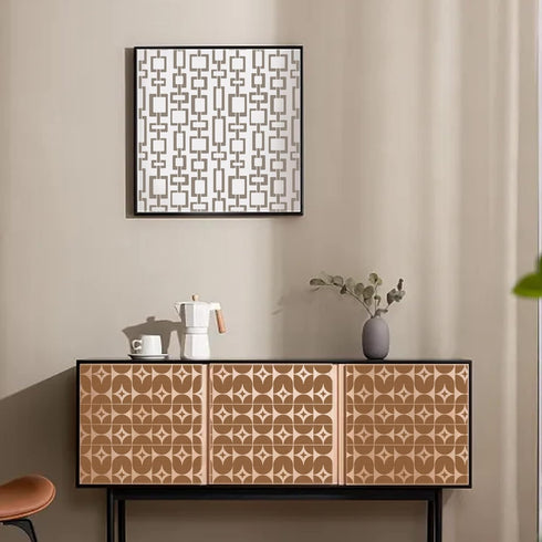 NBEADS 6 Pcs 6 Styles Retro Tile Stencils, Mid Century Modern Painting Stencil Tempalte DIY Art Craft Painting Wall Stencils 11.8×11.8 Inch for Pa...