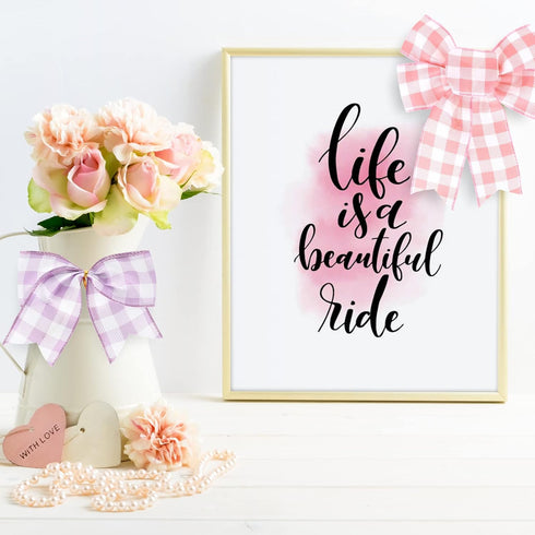 Spring Wired Edge Ribbon 30 Yards Pastel Buffalo Plaids Craft Ribbon Light Blue Yellow Pink Purple Green Decorative Fabric Ribbon for Easter Wreat...