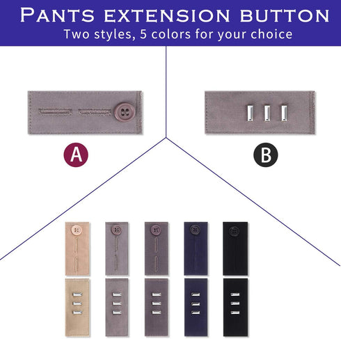 10 Pieces Waistband Extenders Elastic Button Waist Extender Pants Hook Extender for Men Women Pants Jeans Trousers, 2 Types...