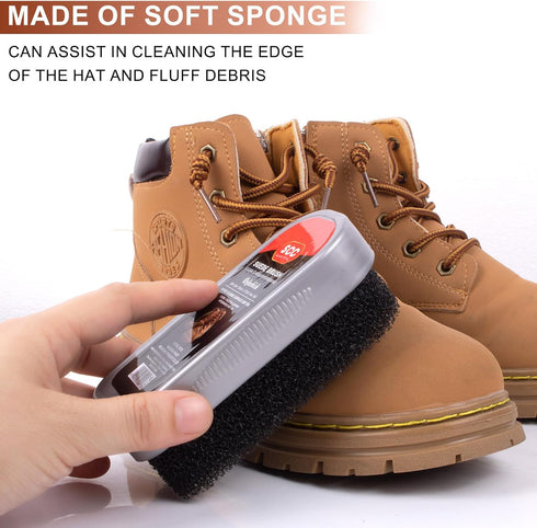 Horse Hair Brush with Sponge Cleaning and Hook,3PCS Hat Cleaning Kit,Felt Hat Brush for Cowboy Hat, Clothes, Shoes, Cap, Suits, Cashmere and Pet H...