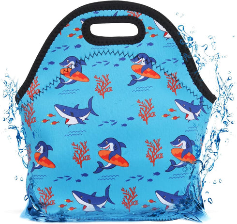 Violet Mist Neoprene Lunch Bag Washable Shark lunch HandBags Tote Reusable Thermal Insulated Lunch Bags Cooler Lighweight lunch bag for Men Work P...