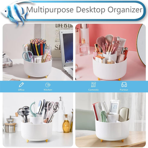 Makeup Organizer Makeup Brush Holder Organizer Lipstick Organizer 360° Rotating 5 Slot Make up Brushes Cup for Cosmetics Nail Polish Hair Brush Ho...