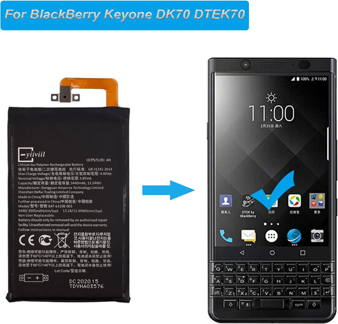 New BAT-63108-003 Battery Compatible with BlackBerry Keyone DK70 DTEK70 Replacement Battery 3440mAh 3.85V with Tools...
