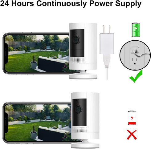 Power Charge Cable Compatible with Stick Up Cam Battery and Spotlight Cam Battery, 10ft Charge Cord with Wall Charger to Power Security Camera Con...