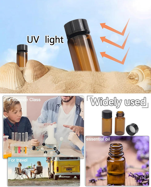 JIUWU Liquid Sample Glass Bottles Vials Screwcap Brown Lab Collection Container Capacity 5ml (0.17 Oz) Pack of 10...