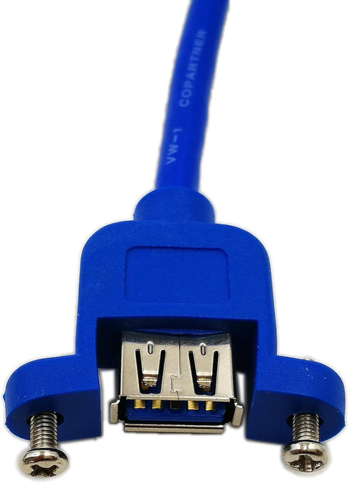 zdyCGTime 12" Panel Mount USB 3.0 A Female to Right Angled USB B Male Extension Cable with Screws(Blue)...