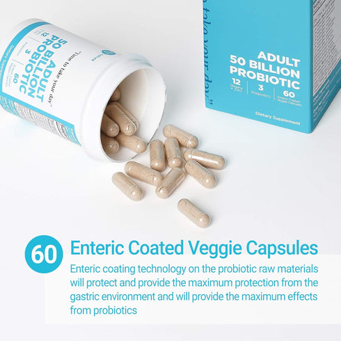 60 Servings Adult 50 Billion CFU 12 Probiotic with 3 Prebiotics Plus Zinc, Acidophilus Probiotic, Natural, Digestive Health, Immune Support, 60 En...