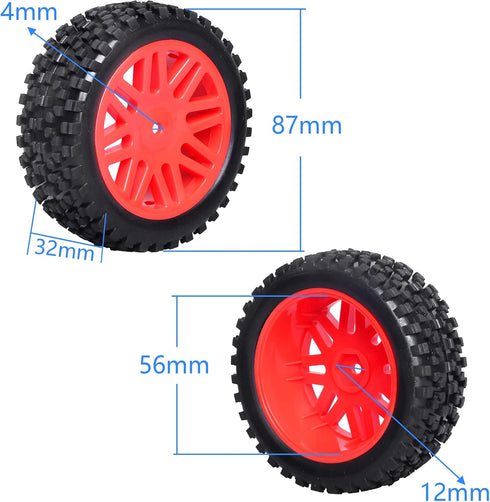 Hobbypark 12mm Hex RC 1/10 Buggy Wheels and Tires Set Height 3.46''(88mm) for Redcat Shockwave Tornado S30 EPX/PRO ExceedRC EP SunFire HSP Off Roa...
