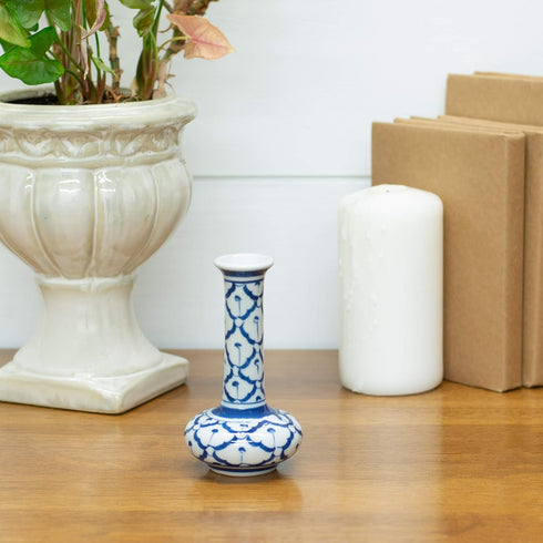 Pineapple Long Neck Blue and White 5 inch Porcelain Ceramic Little Bud Vase...