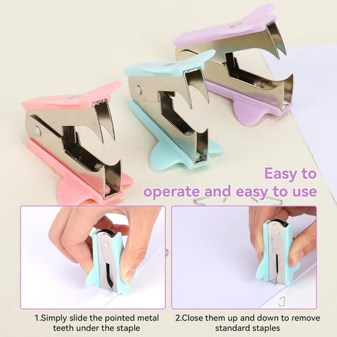 3Pcs Pink and Blue and Purple Staple Remover Staple Puller Removal Tool for School Office Home,Staplers and Punches,Office Supplies...