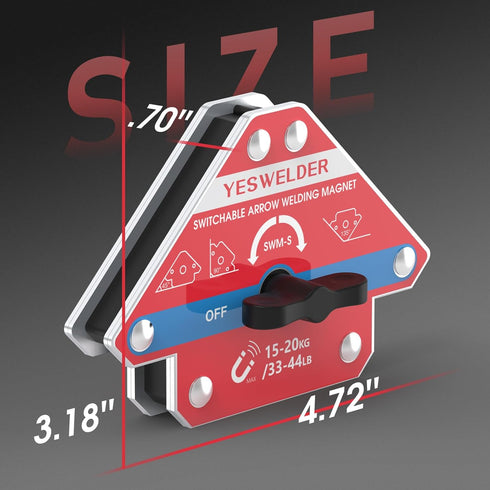 YESWELDER Switchable Arrow Welding Magnet 33-44LBs On/Off Switch Arrow Magnetic Welding Holder...