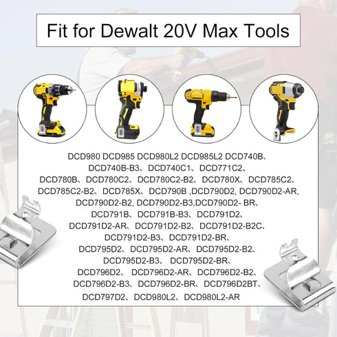 14pcs Belt Clips, 304 Stainless Steel Tool Hook Clips for Belt Replacement for Dewalt 20V Power Tools and Screws Drill Belt Holder...