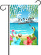 ALAZA Duble Sided Flamingo Parrot It's 5 o'clock Somewhere Tropical Flowers Palm Coconut Beach Ocean Island Polyester Garden Flag Banner 12 x 18 I...