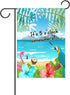 ALAZA Duble Sided Flamingo Parrot It's 5 o'clock Somewhere Tropical Flowers Palm Coconut Beach Ocean Island Polyester Garden Flag Banner 12 x 18 I...