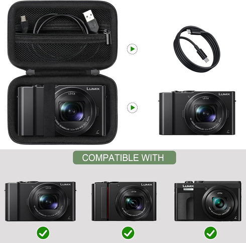 Hard Travel Case for Panasonic LUMIX LX10 / ZS200D / ZS200 / ZS80D / ZS80 / ZS100 / ZS70 / ZS60 4K Digital Camera, Protective Case Bag with Mesh P...