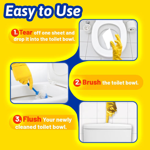 Toilet Cleaner Sheets,160 Cleans, Lemon,Powerful Cleaning?Eco Friendly, Toilet Bowl Cleaner Strips Perfect for Travel,Apartments, Dorms,Vanlife...