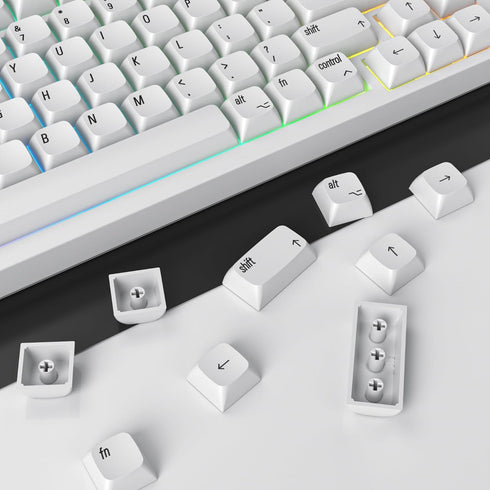 Guffercty kred 128 Keys XDA Profile Minimalist White Keycaps 75 Percent Dye-sub PBT Keyboard Caps with ISO Keys for MAC 60% 65% 75% 96% Mechanical...
