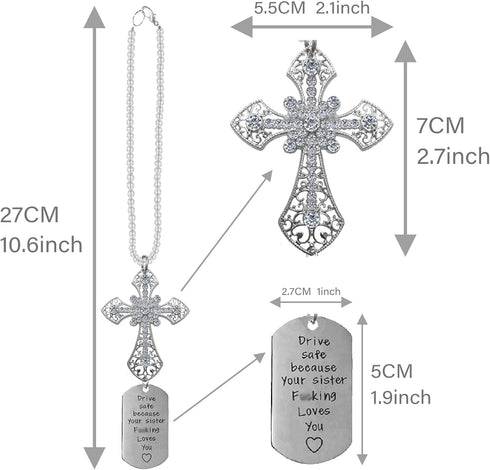Car Hanging Ornament Cross Charm,Cross for Car Mirror Hanging,Cross for Car Mirror Hanging,Cross Car Mirror Hanger (A)...