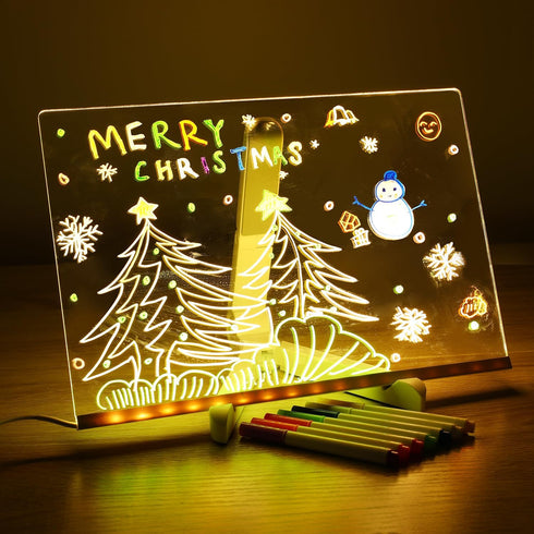 Led Note Board with Colors, Glowing Acrylic Dry Erase Board with Light, Light up Dry Erase Board Memo Message Board Note Glass Led Board (11.8 * 7...