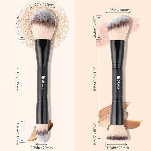 DUcare Makeup Brushes Duo End Foundation Contour Powder and Buffer Brush Bronzer Double Makeup Brush Set 2Pcs black...