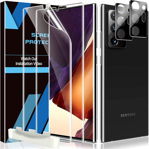 LK [4 Pack 2 Pack Screen Protector for Samsung Galaxy Note 20 Ultra 5G 6.9-inch & 2 Pack Camera Lens Protector, Positioning Tool, Fingerprint Read...
