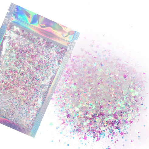 Iridescent Body Glitter - 15g Chunky Holographic Face Glitter, Hair Glitter, Eye Glitter and Body Glitter, Rave Glitter, Festival Accessories, Cos...