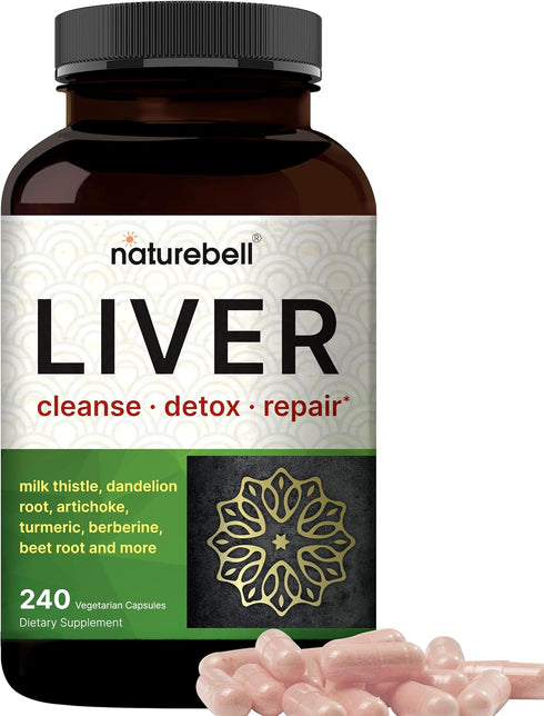 Liver Cleanse Detox & Repair Supplement, 240 Veggie Capsules|15-in-1 Complex with Milk Thistle 500mg, Dandelion Root 200mg, Artichoke 200mg, Black...