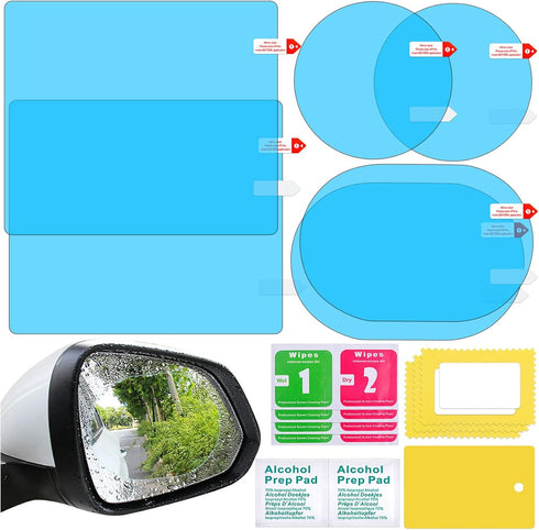 Car Rearview Mirror Waterproof Film - 6 Pieces Side Mirror Film Anti Fog Film for Car Rainproof Mirror Window Film Transparent Nano-Coated Protect...