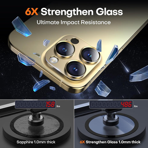 2 Pack Camera Lens Protector for iPhone 15 Pro Max/iPhone 15 Pro/iPhone 14 Pro Max/iPhone 14 Pro, Aluminum Alloy Sapphire Glass Camera Cover Scree...