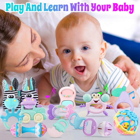 Baby Rattles 0-6 Months: Rattles for Babies 0-6 Months Baby Rattles Toys 0-3-6-12 Months Infant Rattle Toys for Babies 0-6 Months Teething - Newbo...
