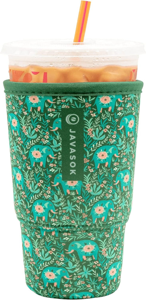 Sok It JavaSok Iced Coffee & Cold Soda Insulated Neoprene Cup Sleeve (Baby Elephant Walk, Large: 30-32oz)...