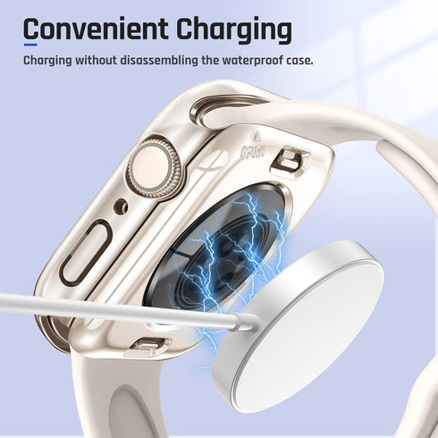 Goton 2 in 1 Waterproof Case for Apple Watch Screen Protector 40mm SE 2nd Gen Series 6 5 4, 360 Protective Glass Face Cover Hard Bumper + Back Fra...