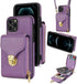 Compatible with iPhone 14 Pro Max 6.7 inch Wallet Case Crossbody Strap Leather Zipper Credit Card Holder Clasp Stand Cell Phone Cover for iPhone14...