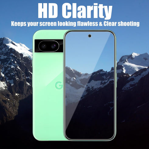 TQLGY 3 Pack Screen Protector for Google Pixel 8a with 3 Pack Camera Lens Protector, 9H Hardness Tempered Glass Film, Support Fingerprint Unlock, ...