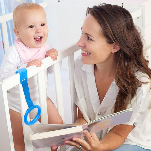 Baby Pull Up Rings, 2 Pcs Bed Stand Up Assistant, Play Gym Crib Pull Ring for Toddler Kids Children Walking Training Tool(Blue and Green)...