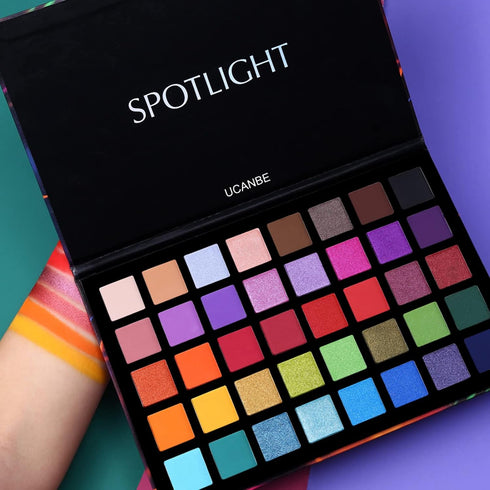 UCANBE Spotlight Eyeshadow Palette Professional 40 Color Eye Shadow Matte Shimmer Makeup Pallet Highly Pigmented Colorful Powder Long Lasting Wate...