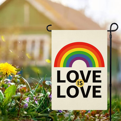 Love is Love Rainbow Pride Garden Flag Double Sided, LGBTQ Garden Flag Yard Flag for Outdoor Decoration 12x18 Inch...