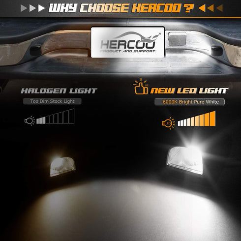 HERCOO LED License Plate Lights Cover Lens Socket Rear Lamp Wire Harness Compatible with Silverado Sierra Avalanche Suburban Escalade Yukon GMC Ca...