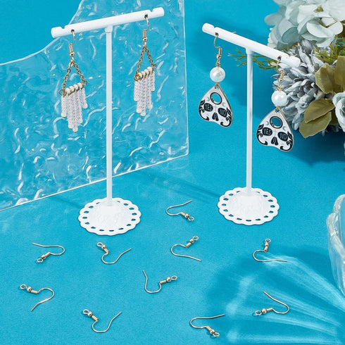 SUNNYCLUE 1 Box 150Pcs Real 18K Gold Plated Earring Hooks French Earring Hooks Bulk Fish Hook Earwires with Coil Ball Ear Wire Earrings Finding fo...