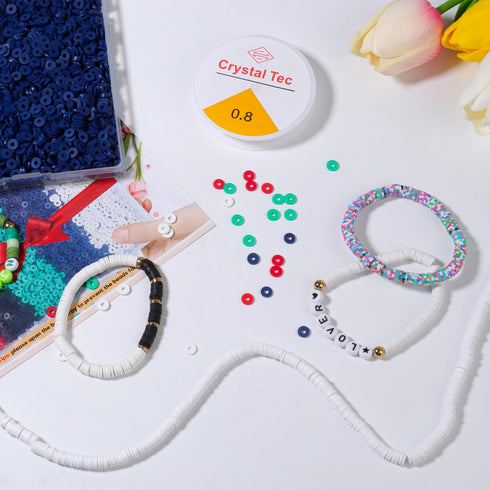 4000pcs Royal Blue Clay Beads Bracelet Making Kit, 6mm Flat Round Polymer Clay Beads Spacer Heishi Beads for Jewelry Making Earring Necklace...