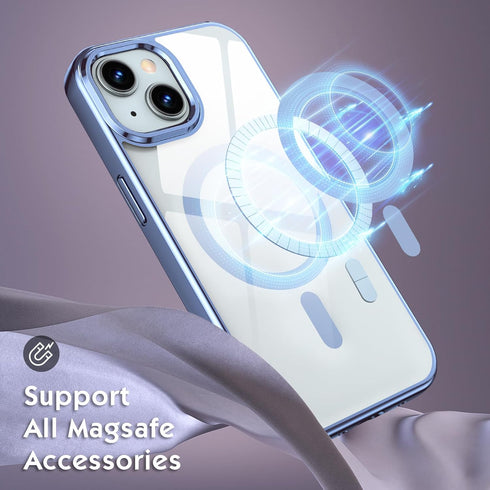 zelaxy Compatible with iPhone 15 Case, Luxury Electroplate Edge Magnetic Case Clear Transparent Slim Hard Shell, Never Yellow Protective Cover for...
