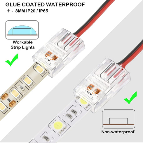 40 Pieces RGB LED Light Strip Connectors Unwired Gapless Solderless Adapter Terminal Extension Waterproof LED Light Adapter Transparent Led Strips...