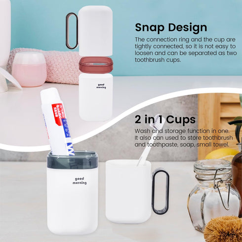 Toothbrush Travel Case,Toothbrush Holder and Rinse Cup with Handle Travel Toothbrush Holder,Multifunctional Toothbrush Cup,Large Capacit Travel To...