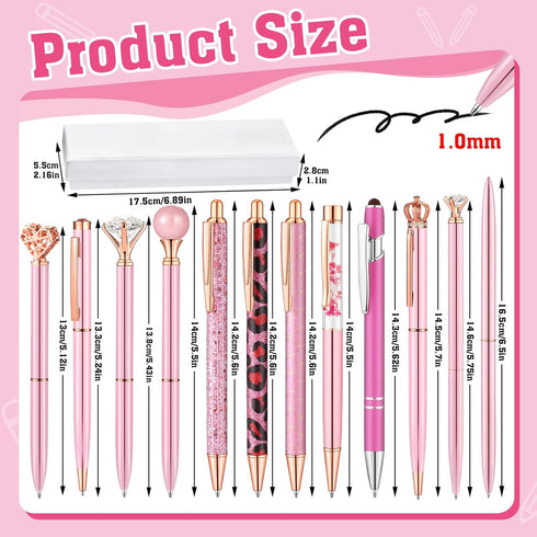 BESARME 12 Pcs Pink Pens Set, Mother's Day Gifts Pink Gifts for Women Crystal Ballpoint Pens Retractable Glitter Fancy Pens for Journaling Offices...