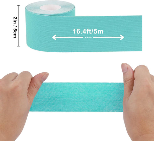 Kinesiology Tape (4 Pack) Athletic Tape 16.4ft Water Resistant Kinetic Uncut Sports Tape for Knees, Ankles, Shoulder, Pain Relief, Injury Recovery...