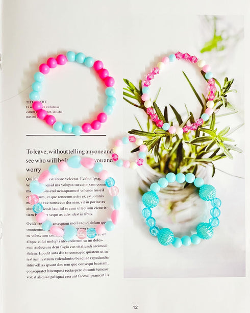 Gemnbo Jewelry Making Kit, Bracelets Making Kit 400 Pcs Acrylic Beads Pony Beads with Heart Pearl Charms Crystal Flower Beads Princess Pendant for...