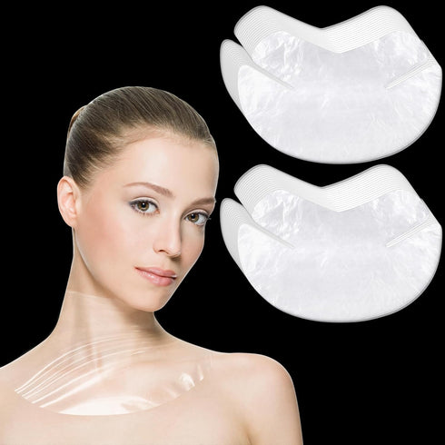 200 Sheet Disposable Neck Wrinkle Mask for Lock in Moisture Plastic Neck Mask Paper Sheets Wrapped Cling Mask Cover Film Patches Neck Tightening M...