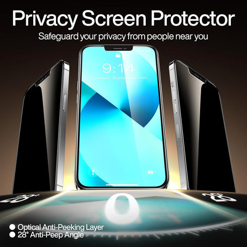 SmartDevil 2Pack for iPhone 12 Privacy Screen Protector with 2Pack Camera Lens Protector, 9H Anti-Spy Privacy Screen 12, Anti-Shatter Glass, Bubbl...