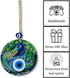 Fusion Peacock Design 4.7" Glass Evil Eye Wall Hanging Decor, Handmade, Home Protection, Good Luck Charm - Greek, Turkish Decor, Ojo Turco, Nazar ...