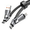 4 in 1 Multi Charging Cable, PD 60W Fast Charging USB C Multi Charger Cable, Zinc Alloy Flat Braided with Velco Strap Charging Cords for Multiple ...